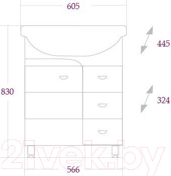 Изображение товара Тумба под умывальник Onika Стиль 60.13 (106032)