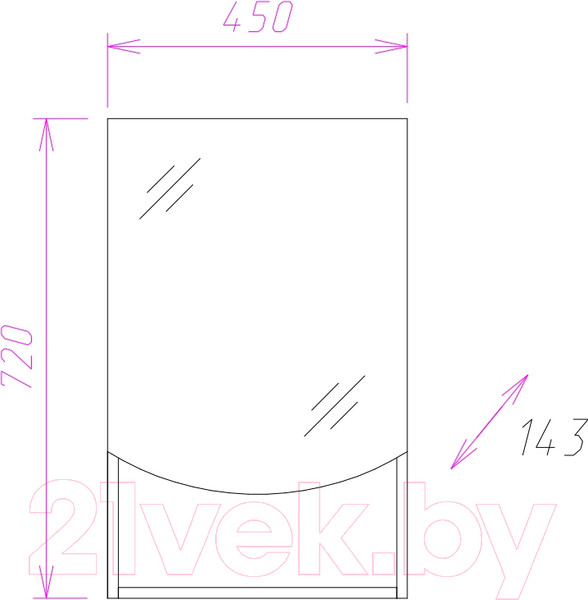 Изображение товара Шкаф с зеркалом для ванной Onika Селена 45.00 R (204505)