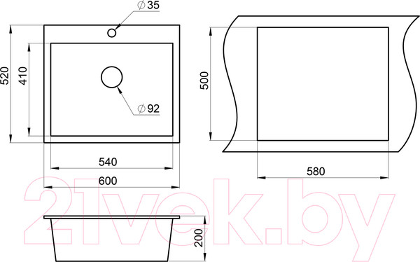 Изображение товара Мойка кухонная GRANULA GR-6001 (пирит)