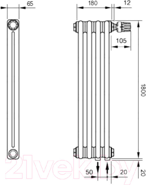 Изображение товара Радиатор стальной Arbonia 2180V/4 89 (подключение внизу справа)