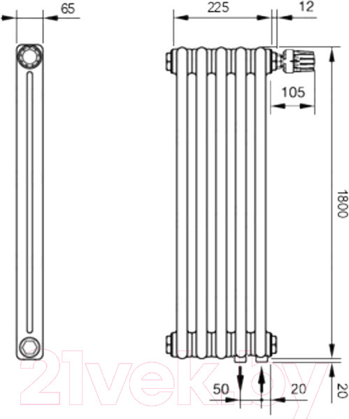 Изображение товара Радиатор стальной Arbonia 2180V/5 89 (подключение внизу справа)