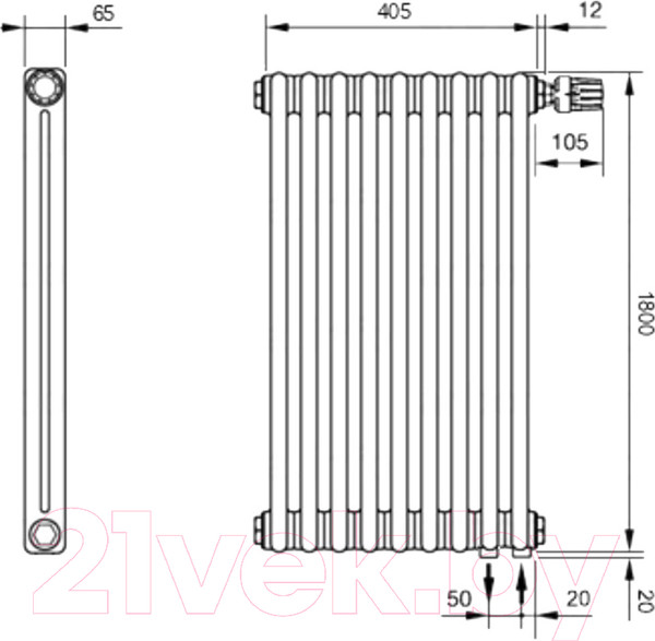 Изображение товара Радиатор стальной Arbonia 2180V/9 89 (подключение внизу справа)