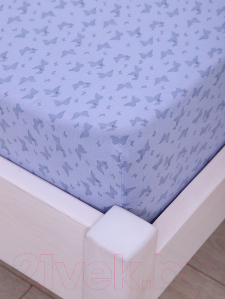 Изображение товара Простыня Luxsonia Трикотаж на резинке 80x200 / 2153 (бабочки сиреневый)