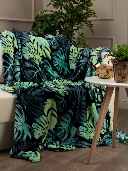 Изображение товара Плед TexRepublic Absolute Flannel Монстера Фланель 1.5 / 26225 (зеленый/салатовый)