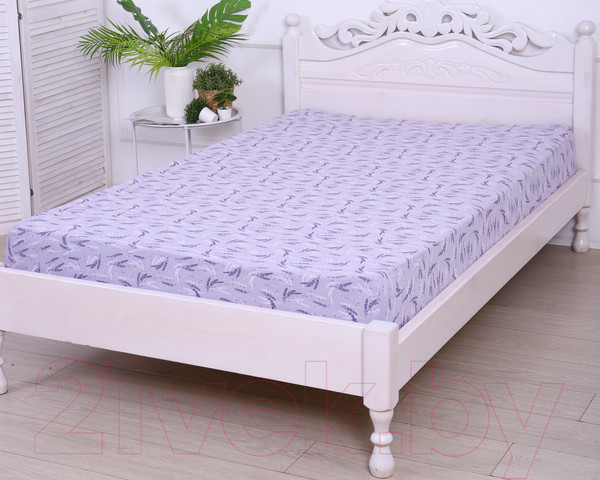 Изображение товара Простыня Luxsonia Трикотаж на резинке 90x200 / 2230 (лаванда сиреневый)