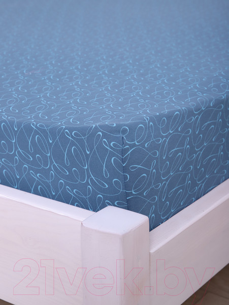 Изображение товара Простыня Luxsonia Трикотаж на резинке 90x200 / 1393 (вензель синий)