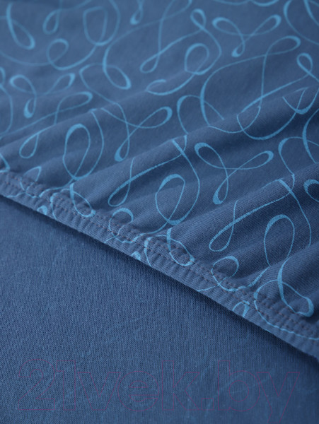 Изображение товара Простыня Luxsonia Трикотаж на резинке 90x200 / 1393 (вензель синий)