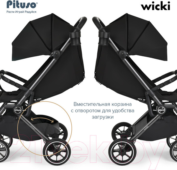 Изображение товара Детская прогулочная коляска Pituso Wicki / ABF2022 (черный)