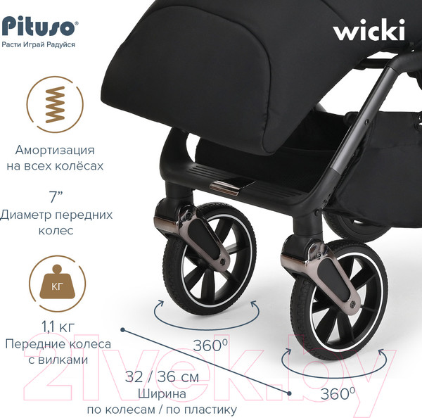 Изображение товара Детская прогулочная коляска Pituso Wicki / ABF2022 (черный)