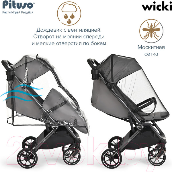 Изображение товара Детская прогулочная коляска Pituso Wicki / ABF2022 (черный)