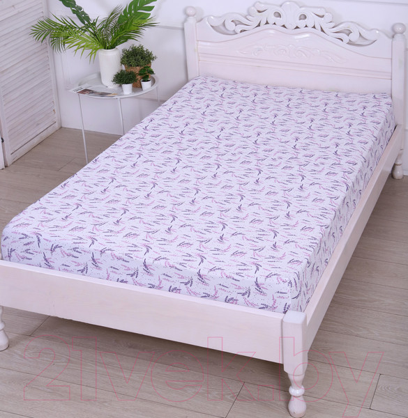 Изображение товара Простыня Luxsonia Трикотаж на резинке 90x200 / 2230 (лаванда б/з)