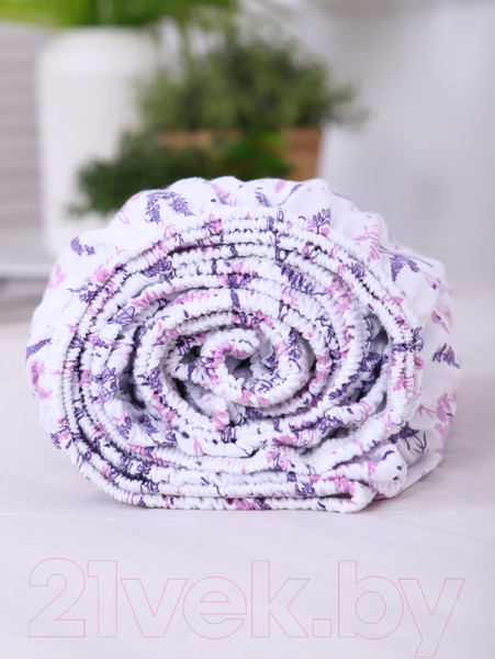 Изображение товара Простыня Luxsonia Трикотаж на резинке 90x200 / 2230 (лаванда б/з)