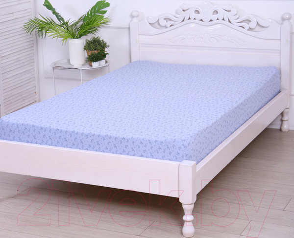 Изображение товара Простыня Luxsonia Трикотаж на резинке 90x200 / 2153 (бабочки сиреневый)