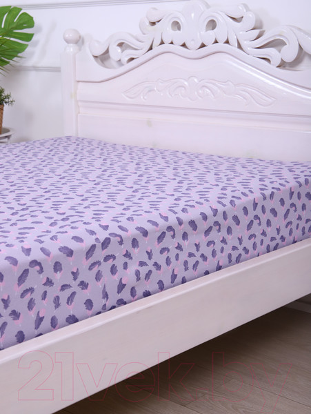 Изображение товара Простыня Luxsonia Трикотаж на резинке 90x200 / 3366 (перышки серый)