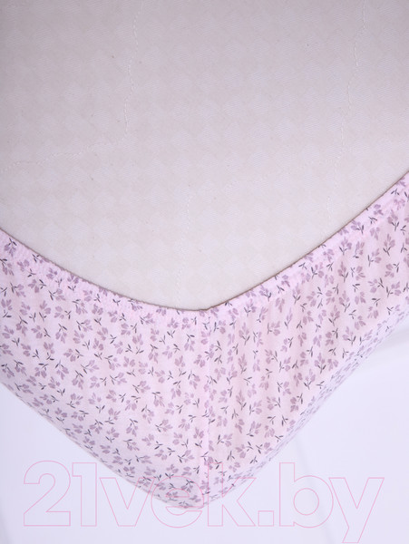 Изображение товара Простыня Luxsonia Трикотаж на резинке 90x200 / 2418 (цветочный розовый)