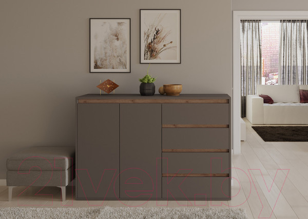 Изображение товара Тумба Интермебель Рио-3 Р-003 (графит серый/дуб крафт табачный)