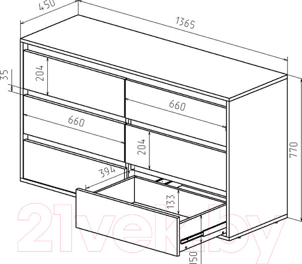 Изображение товара Комод Интермебель Рио-4 Р-004 (белый/графит серый)