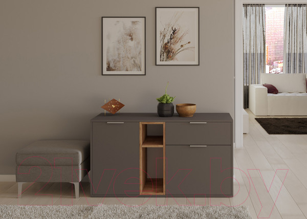 Изображение товара Тумба Интермебель Рио-7 Р-007 (графит серый/дуб крафт табачный)