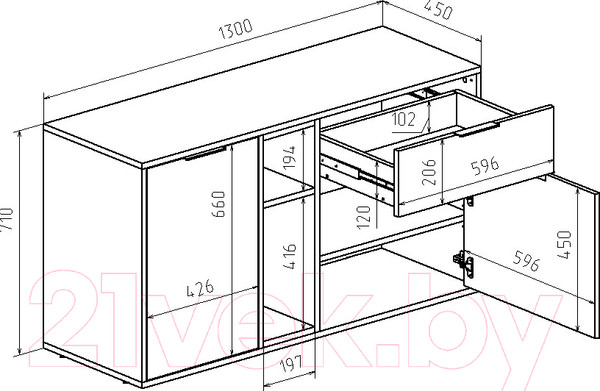 Изображение товара Тумба Интермебель Рио-7 Р-007 (белый/дуб крафт табачный)