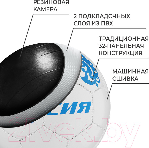 Изображение товара Футбольный мяч Onlytop Россия 1890612 (размер 5)