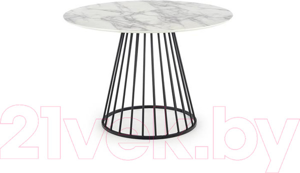 Изображение товара Обеденный стол Halmar Brodway 110x75 (белый мрамор/черный)