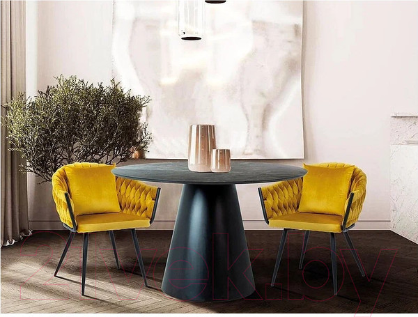 Изображение товара Обеденный стол Signal Angel (эффект серый мрамора/черный матовый)