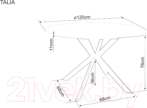 Изображение товара Обеденный стол Signal Talia FI120 (белый/черный)