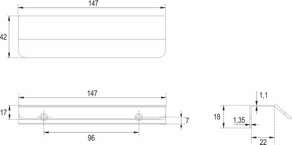 Изображение товара Ручка для мебели Boyard AL Kant RT013W.1/96