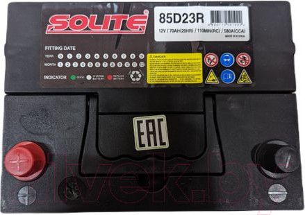 Изображение товара Автомобильный аккумулятор Solite 85D23R B/H (70 А/ч)