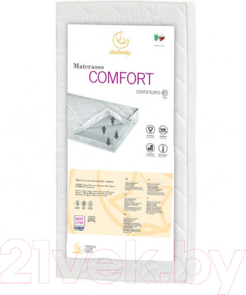 Изображение товара Матрас в кроватку Italbaby Comfort 60x119 / 010.0507 (белый)