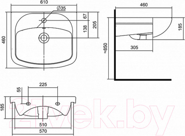 Изображение товара Тумба с умывальником Акватон Онда 60 (1A1228K1ON010)