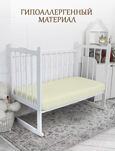Изображение товара Простыня для малышей Luxsonia Трикотаж на резинке 60x120 / Мр0010-6 (молочный)