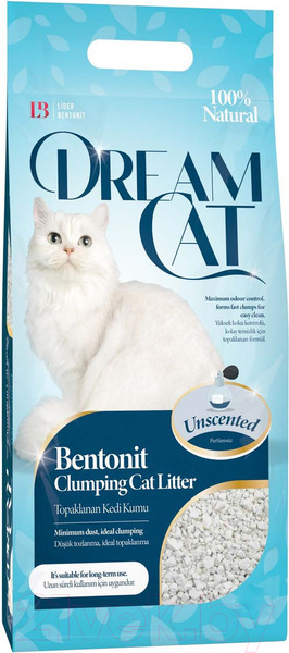 Изображение товара Наполнитель для туалета Dream Cat Бентонитовый без запаха (10л)