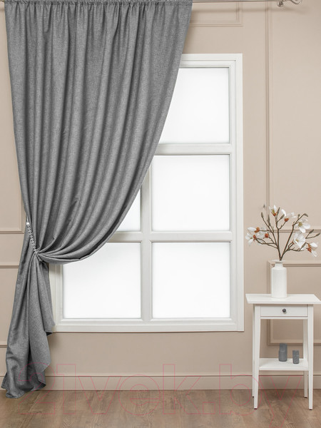Изображение товара Комплект штор Amore Mio Блэкаут лен однотонный 102-02 150x270 / 90303 (серый)