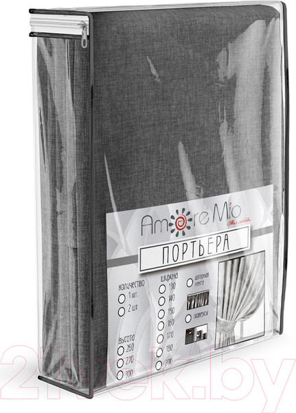 Изображение товара Комплект штор Amore Mio Блэкаут лен однотонный 102-02 150x270 / 90303 (серый)