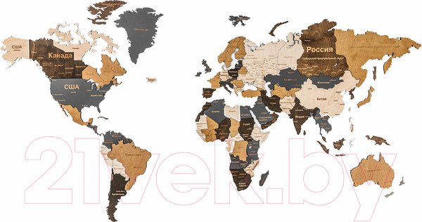 Изображение товара Декор настенный Woodary Карта мира XXL / 3257