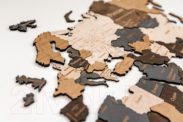 Изображение товара Декор настенный Woodary Карта мира XXL / 3257