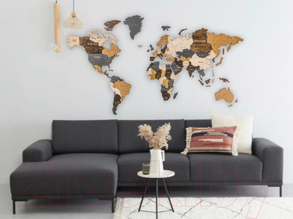 Изображение товара Декор настенный Woodary Карта мира XXL / 3257
