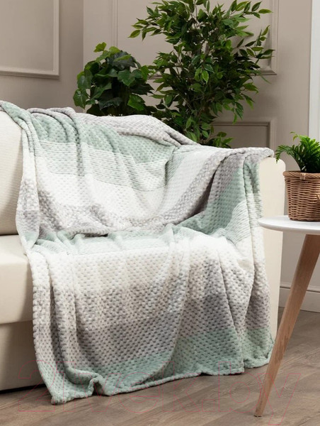 Изображение товара Плед TexRepublic Deco Lux Полосы Фланель 150x200 / 90689 (зеленый)