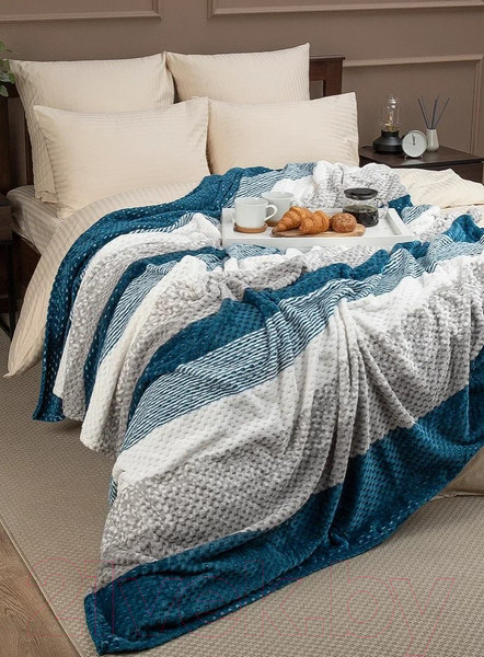 Изображение товара Плед TexRepublic Deco Lux Полосы Фланель 150x200 / 90690 (синий)