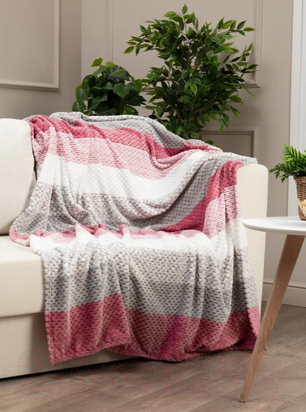 Изображение товара Плед TexRepublic Deco Lux Полосы Фланель 150x200 / 90691 (розовый)