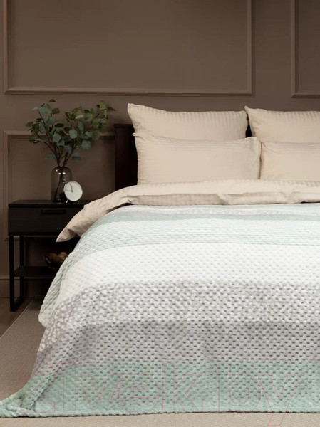 Изображение товара Плед TexRepublic Deco Lux Полосы Фланель 200x220 / 90693 (зеленый)