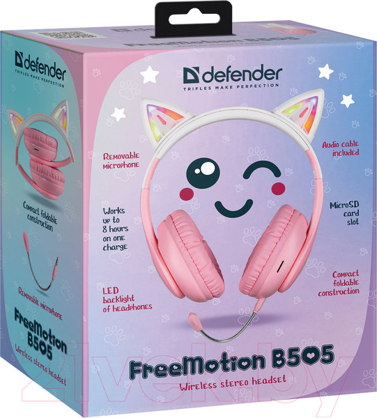 Изображение товара Наушники детские Defender FreeMotion B505 / 63505 (розовый)