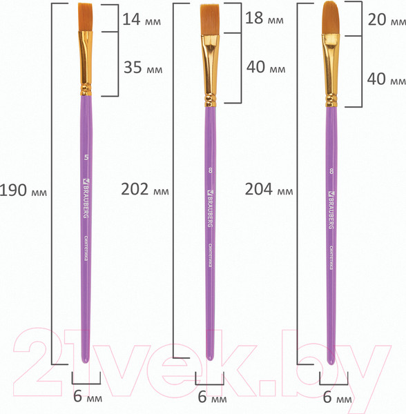 Изображение товара Набор кистей Brauberg Синтетика / 201029 (10шт)