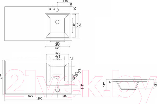 Изображение товара Умывальник Marko Марсал 120 R (черный мрамор)