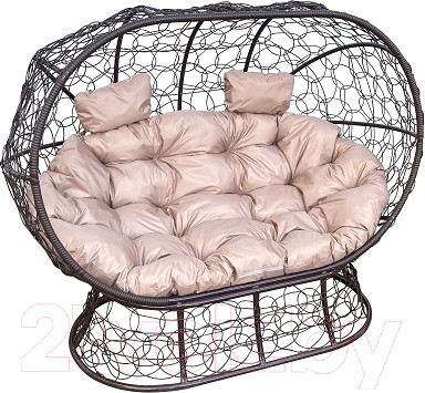 Изображение товара Диван садовый M-Group Лежебока / 11190201 (на подставке с коричневым ротангом/бежевая подушка)