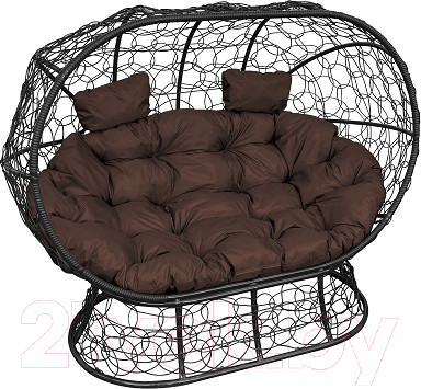 Изображение товара Диван садовый M-Group Лежебока / 11190405 (на подставке с черным ротангом/коричневая подушка)