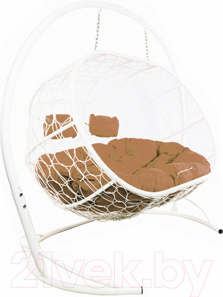 Изображение товара Диван подвесной M-Group Лежебока / 11180101 (с белым ротангом/бежевая подушка)