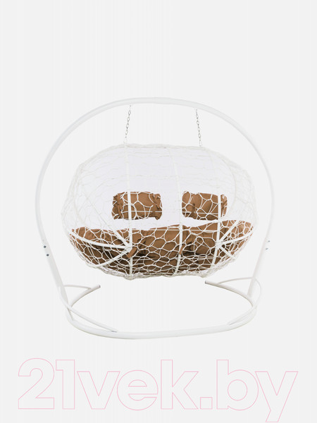 Изображение товара Диван подвесной M-Group Лежебока / 11180101 (с белым ротангом/бежевая подушка)