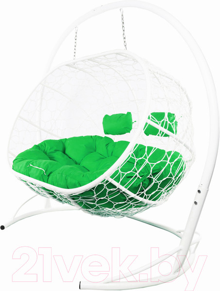 Изображение товара Диван подвесной M-Group Лежебока / 11180104 (с белым ротангом/зеленая подушка)